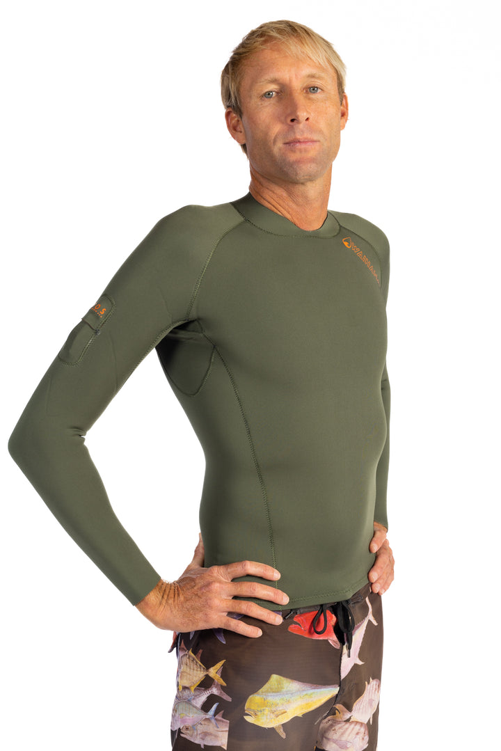 Men's Ranger Green Rear-zip Surf Top