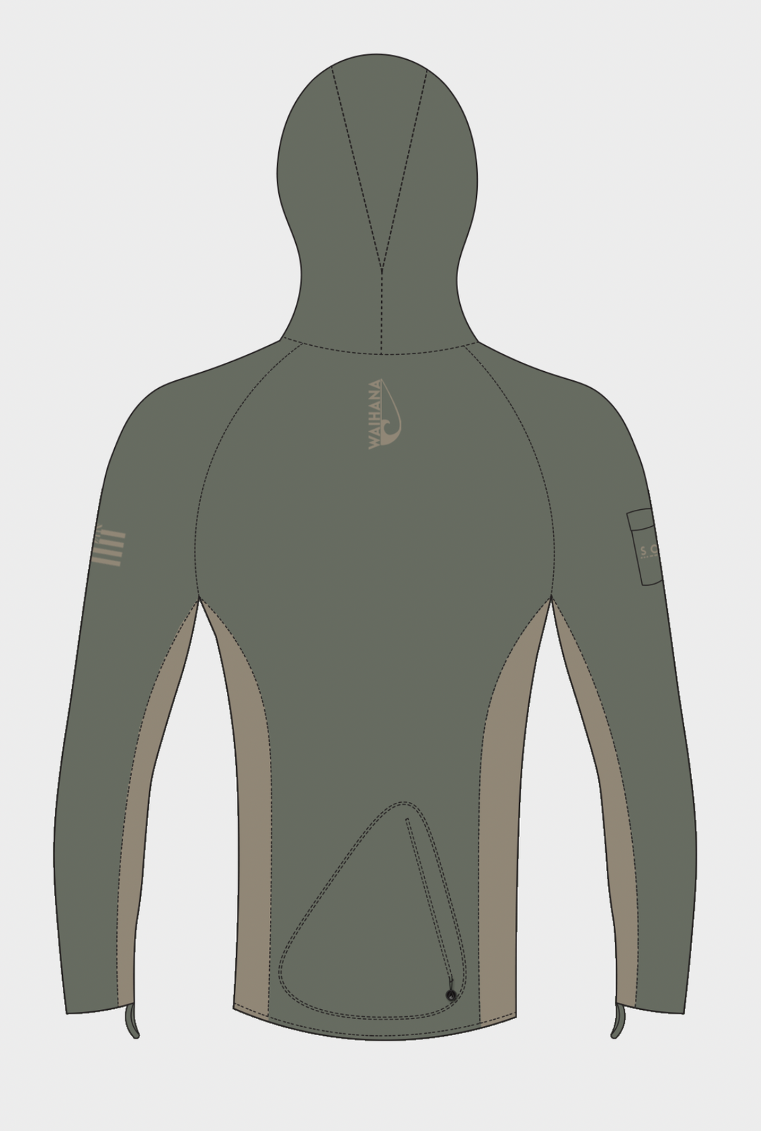 Rashguard Voyager à capuche olive