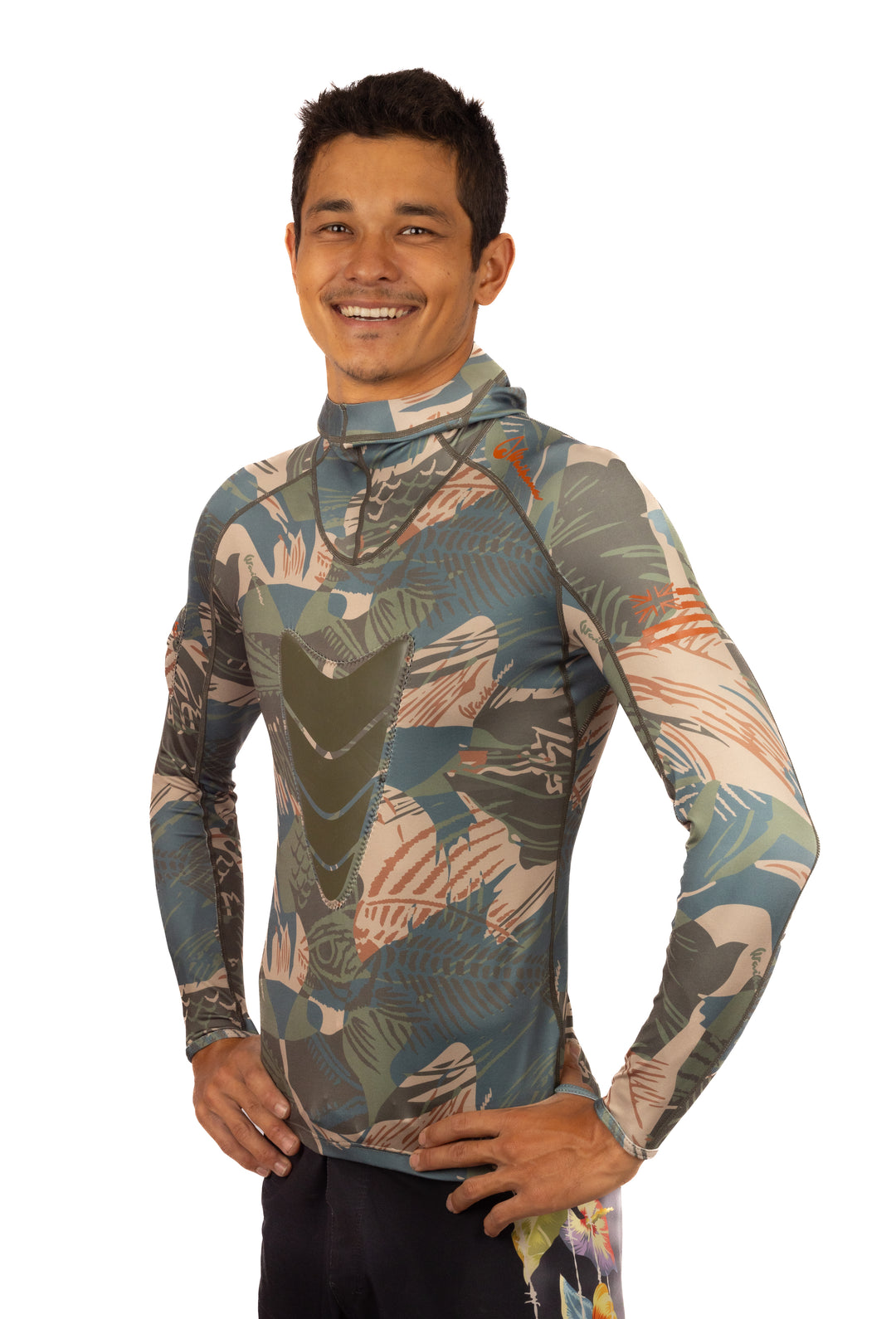 Rashguard de chasse sous-marine à capuche Hawaiian Brushstroke