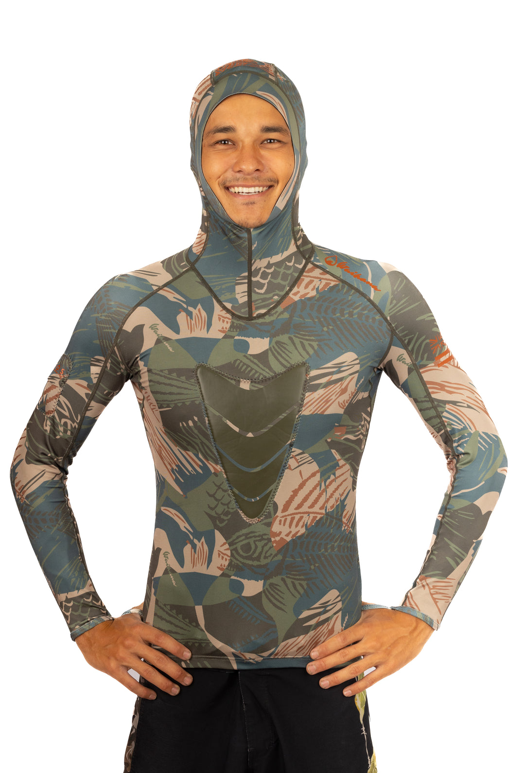 Rashguard de chasse sous-marine à capuche Hawaiian Brushstroke