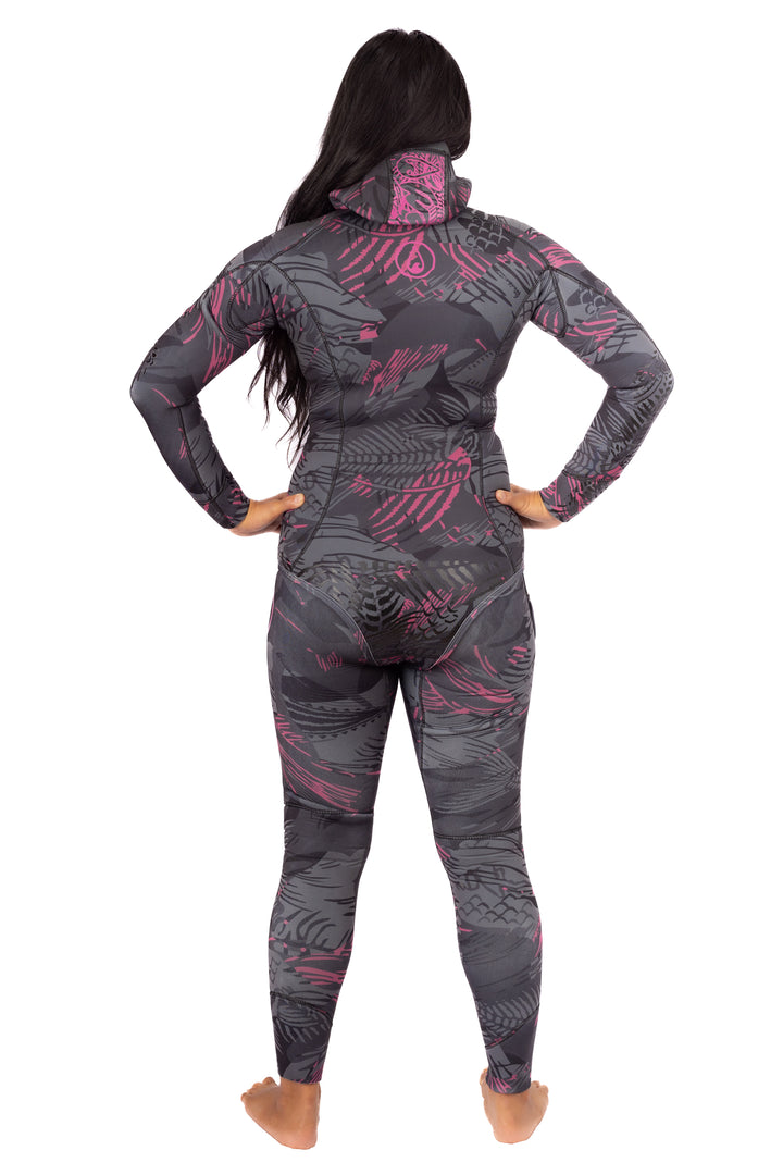 Traje de neopreno rosa para pesca submarina Fishbone de 3,5 mm para mujer